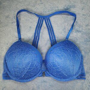 34B Victoria's Secret Bombshell Plunge Blue Front Closure Bra